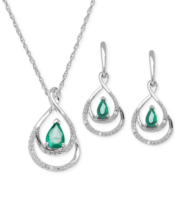 Macy's Emerald (7/8 ct. t.w.) and Diamond Accent Jewelry Set in