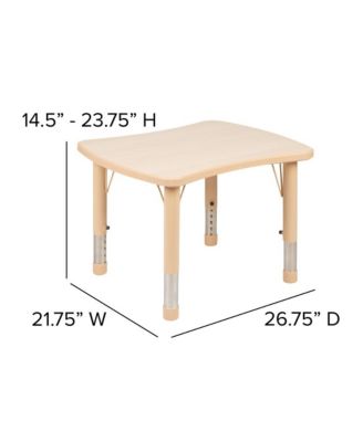 21.875"W X 26.625"L Rectangular Plastic Height Adjustable Activity Table