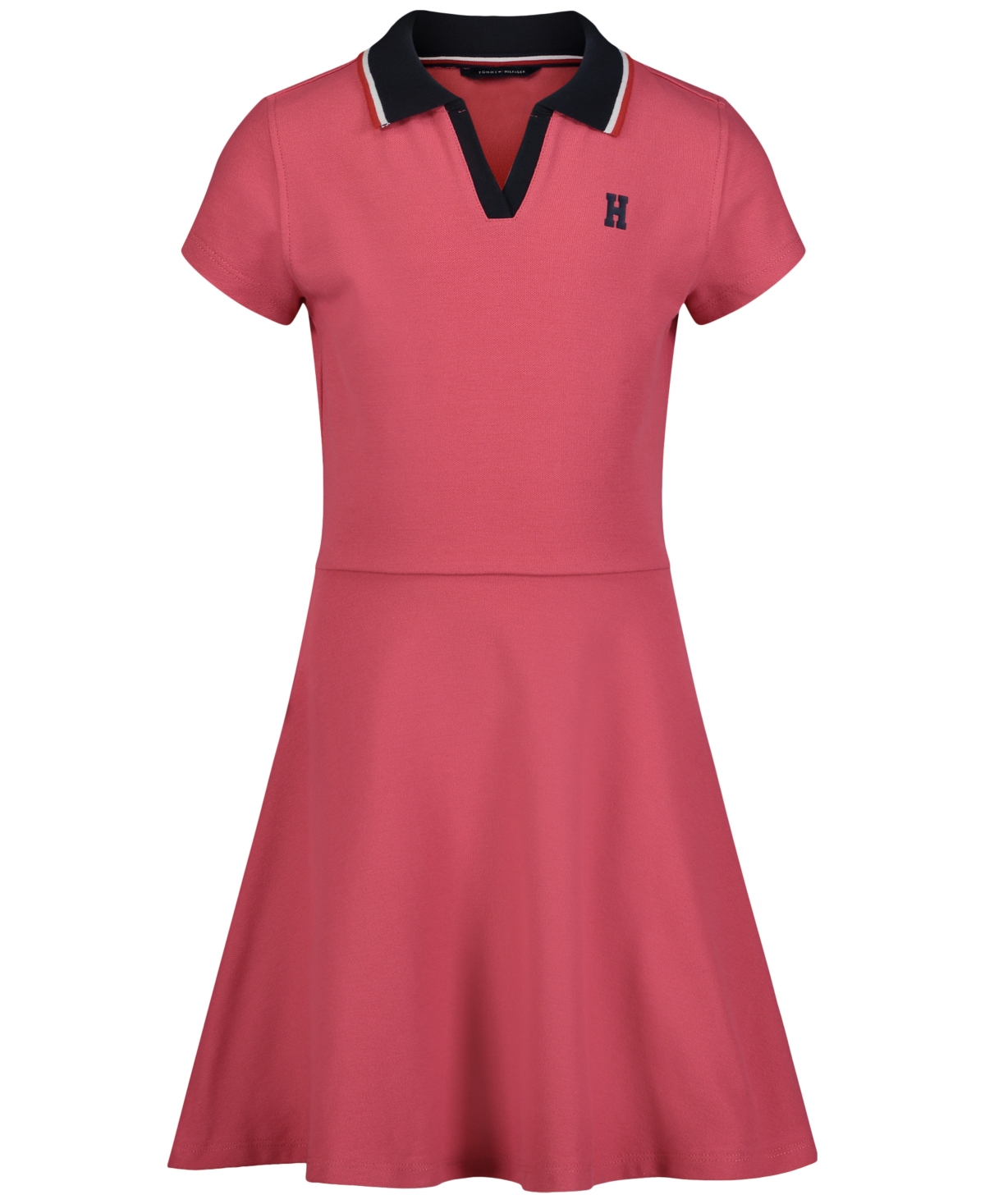 Tommy Hilfiger Kids' Big Girls Johnny Collar Polo Dress In Holly Berr