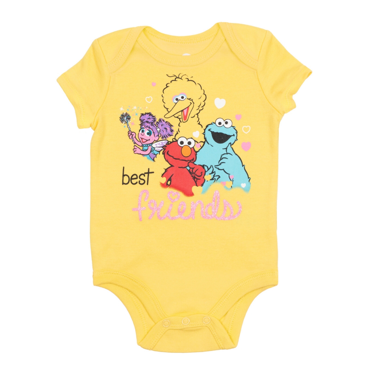 Baby Girls Elmo Cookie Monster Bird 5 Pack Cuddly Short Sleeve Bodysuits - Sesame street