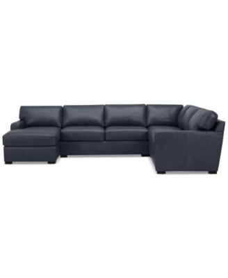 Radley 136" 5-Pc. Leather Square Corner Modular Chase Sectional