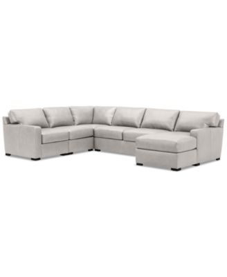 Radley 136" 5-Pc. Leather Square Corner Modular Chase Sectional