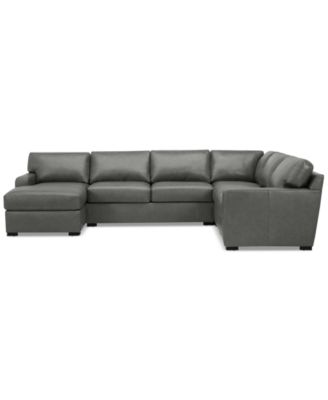 Radley 136" 5-Pc. Leather Square Corner Modular Chase Sectional