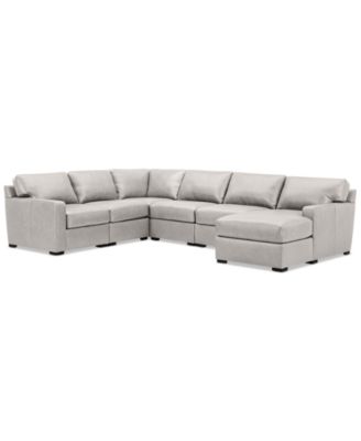 Radley 129" 6-Pc. Leather Square Corner Modular Chaise Sectional, Created for Macy's