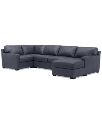 Radley 136" 4-Pc. Leather Square Corner Modular Chaise Sectional