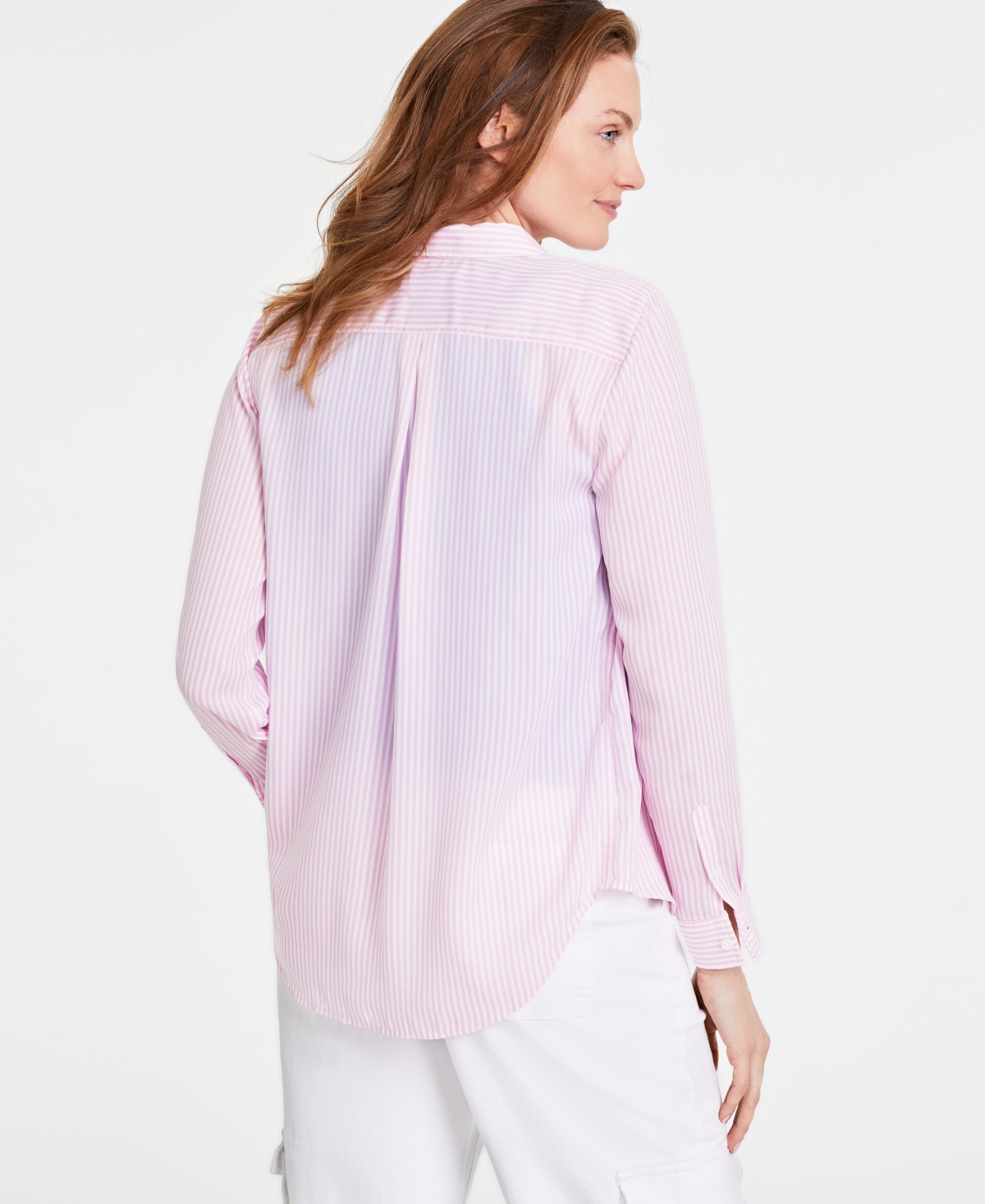 Shop On 34th Women's Button-front Crepe Shirt, Created For Macy's In Pink Lilac Combo