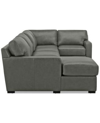 Radley 136" 4-Pc. Leather Square Corner Modular Chaise Sectional