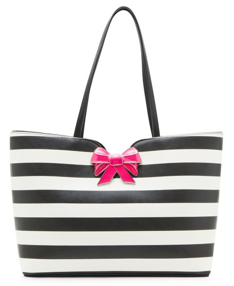 Женская сумка Betsey Johnson Striped Bow Tote, цвет: Чёрный