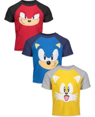 Sega Boys Sonic The Hedgehog Tails Knuckles 3 Pack T-shirts Knuckles 