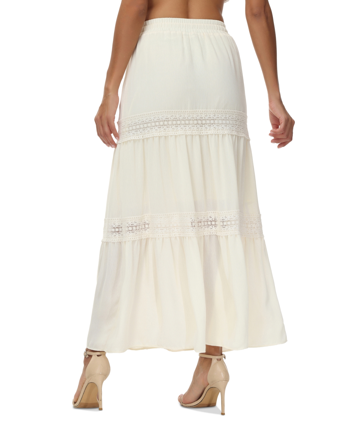 Shop Frye Women's Jules Cotton Lace-trim Tiered Maxi Skirt In Bright White