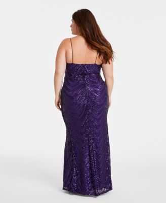 B Darlin Trendy Plus Size Sequined V-Neck Sleeveless Gown - Macy's