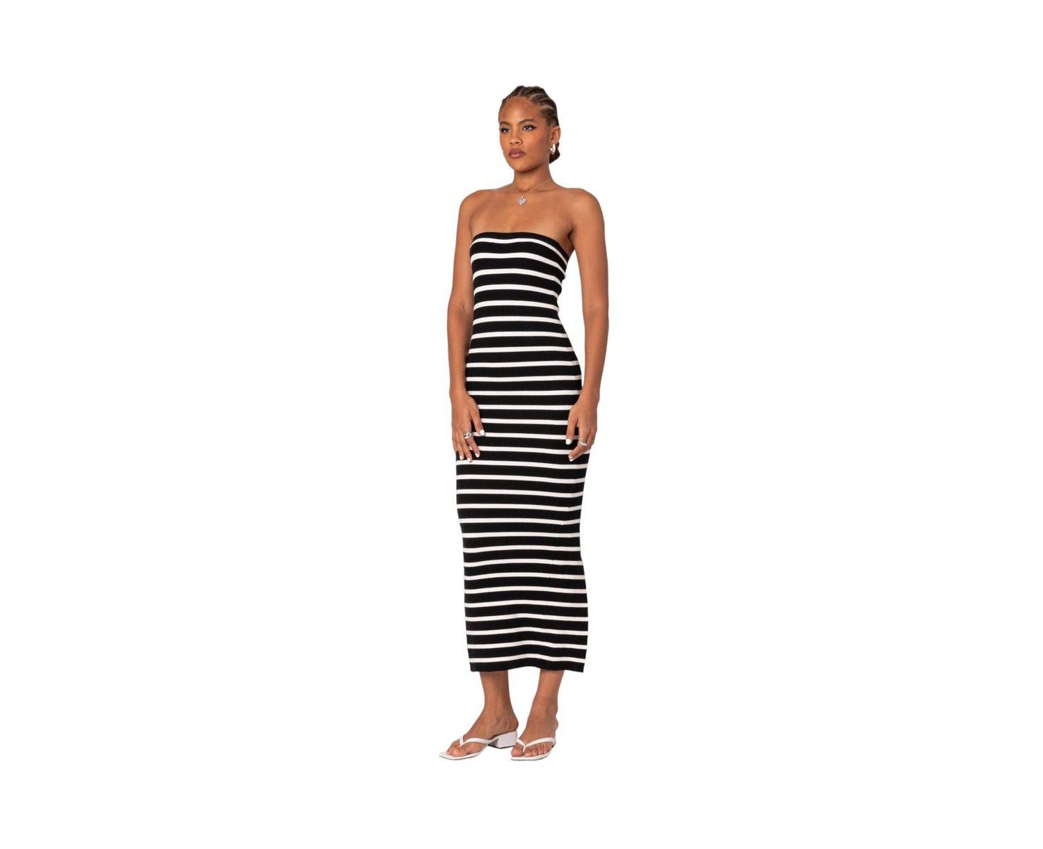 Women's Knit Back Slitted Maxi Dress