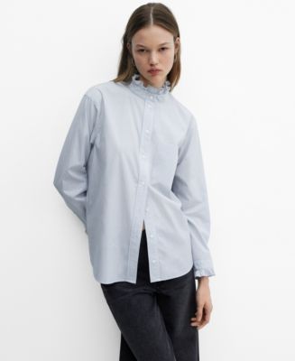 MANGO Women's Ruffle Neck Shirt - Macy's