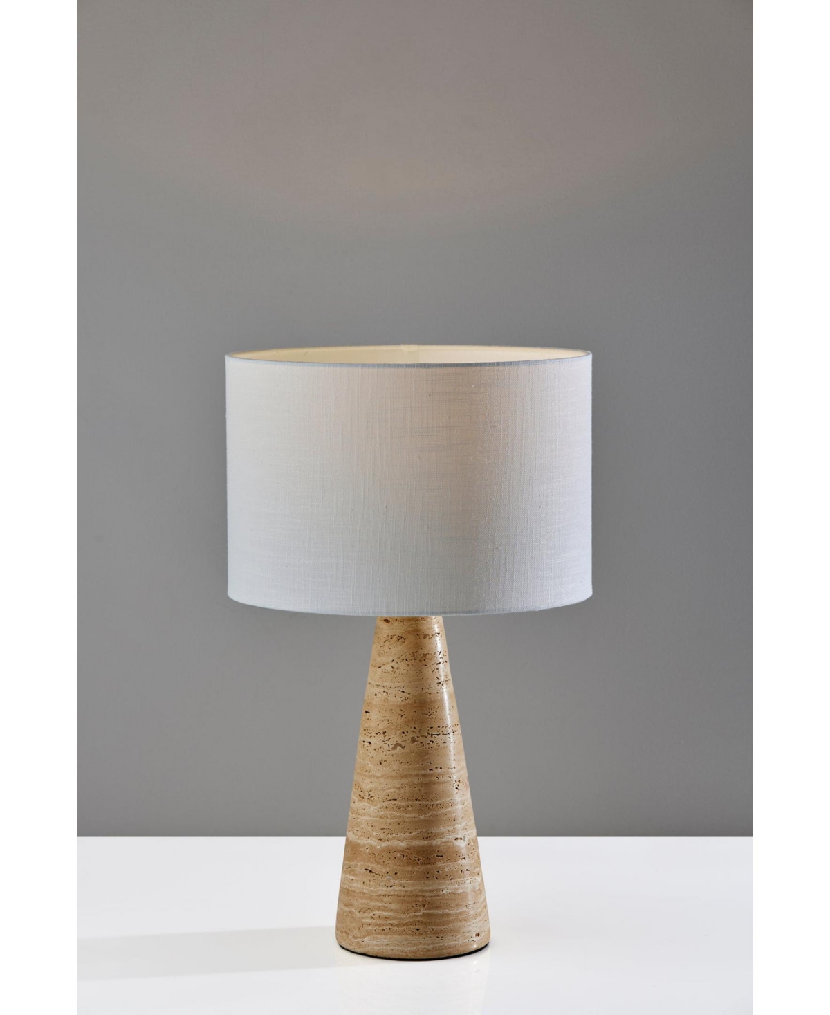 Adesso 21" Travis Table Lamp In Travertine Stone