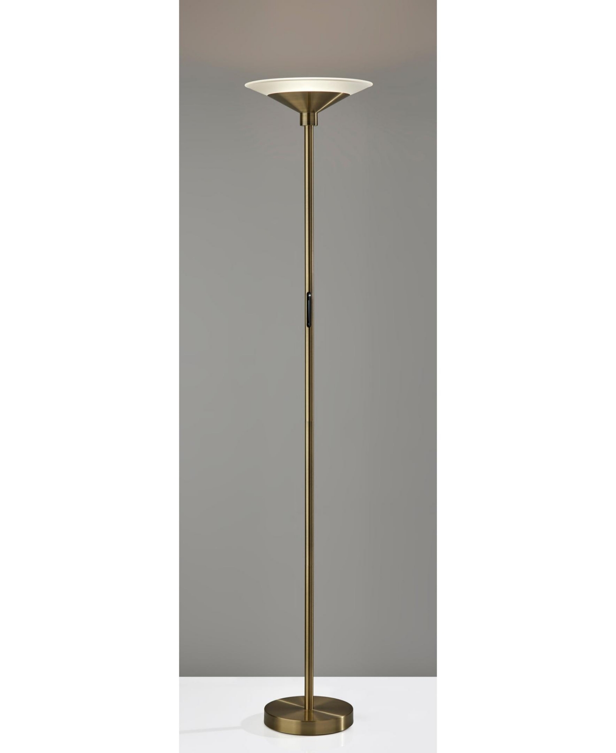 Adesso 71" Solar Led Torchiere In Antique-like Brass