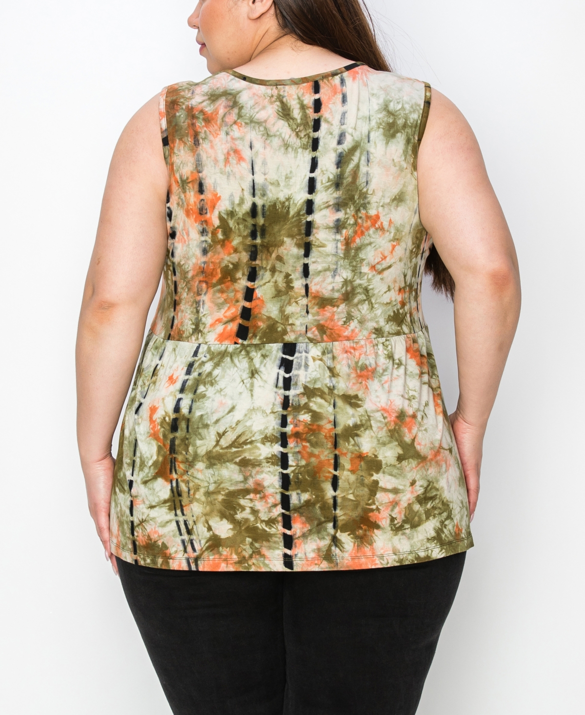 Coin 1804 Plus Tie Dye Peplum Sleeveless Top
