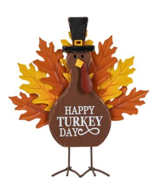 12.25"H Thanksgiving Wooden Metal Turkey Table Decor