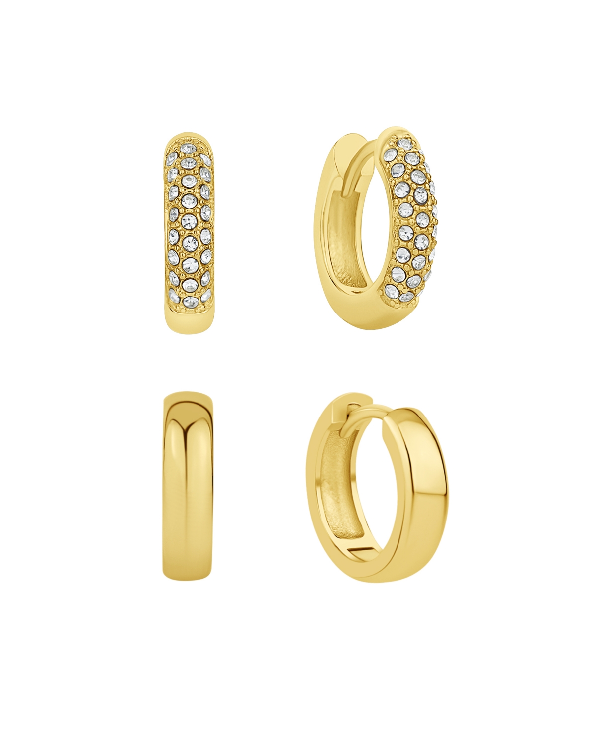 And Now This Crystal Duo Set Hoop Earrings In Gold