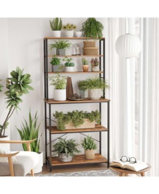 6-tier Industrial Baker's Rack Microwave Oven Stand With 6 Hooks And Metal Frame