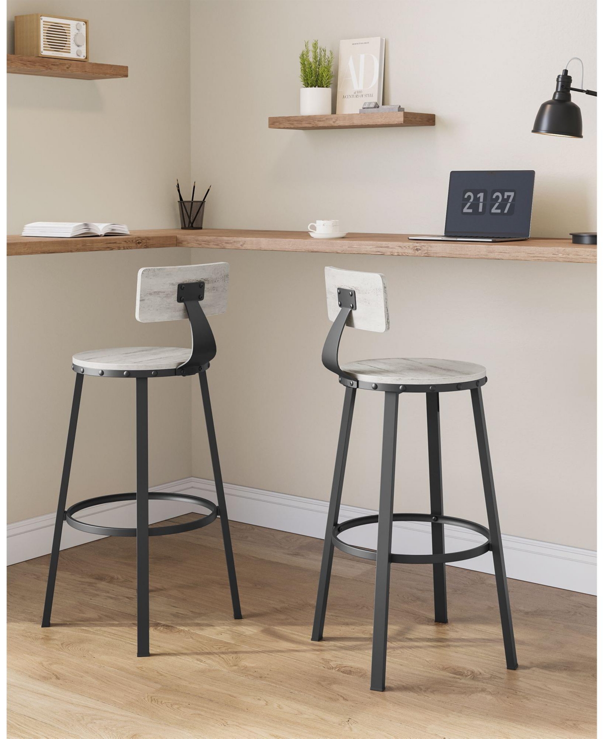 Slickblue Industrial Bar Stools with Backrests Stylish and Durable Seating for Modern Spaces