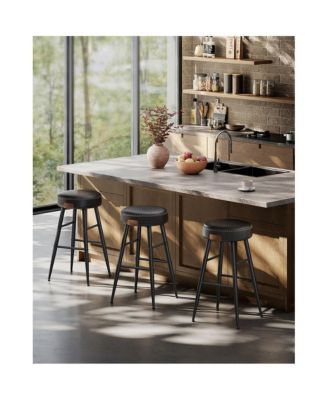 Counter Stools Set Of 2, Kitchen Stools, Breakfast Stools, Synthetic Leather With Stitching