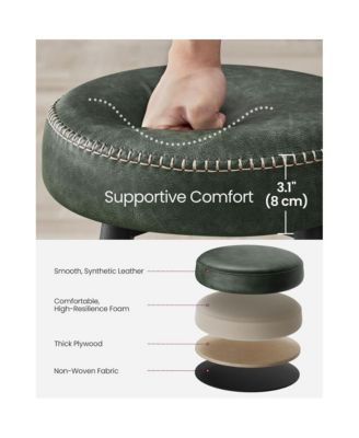 Counter Stools Set Of 2, Kitchen Stools, Breakfast Stools, Synthetic Leather With Stitching