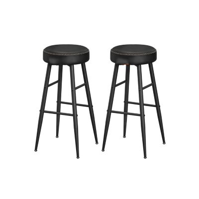 Set Of 2, Kitchen Bar Stools, Breakfast Stools, Synthetic Leather With Stitching