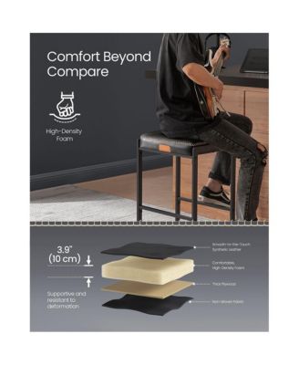 Counter Height Bar Stools Set of 2, Synthetic Leather with Stitching