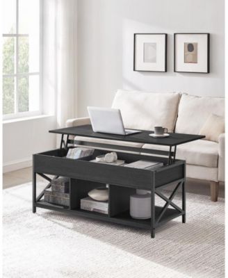 Lift-Top Industrial Coffee Table with Hidden Compartments for Small Spaces
