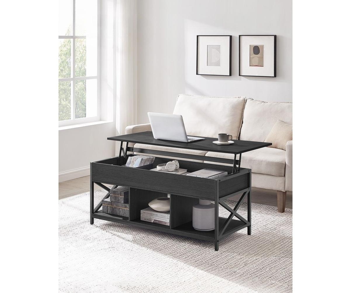 Slickblue Industrial Lift Top Coffee Table With Hidden Compartments For Living Room