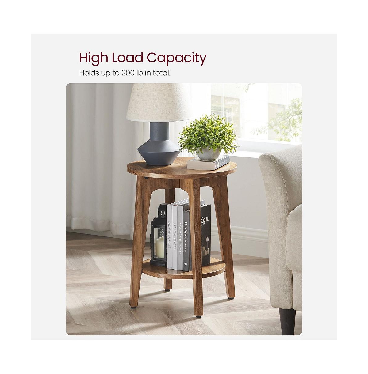 Slickblue Round End Table With Lower Shelf For Small Spaces