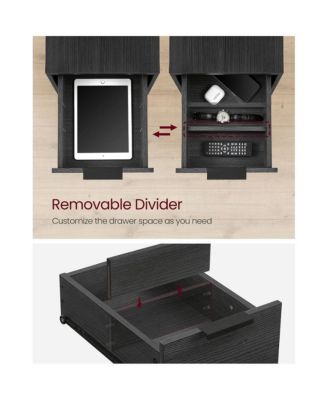 Narrow Nightstand Side Table With USB Ports, Charging Station And Drawers