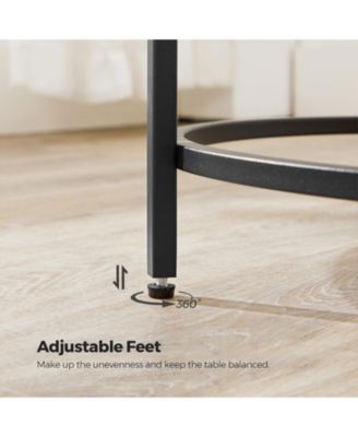 Round Side Table, Glass End Table With Metal Frame, Small Coffee Accent Table