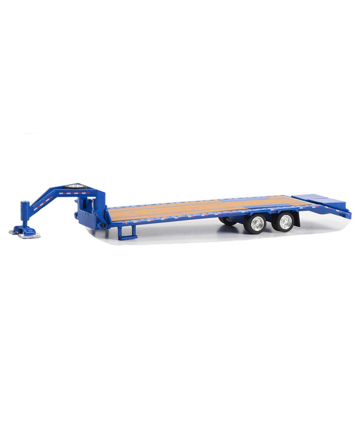 Greenlight Collectibles 1/64 Gooseneck Trailer,with Red & White Conspicuity Stripes, Hobby - Blue