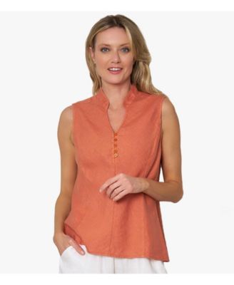 Women's Linen Sleeveless In Line Top