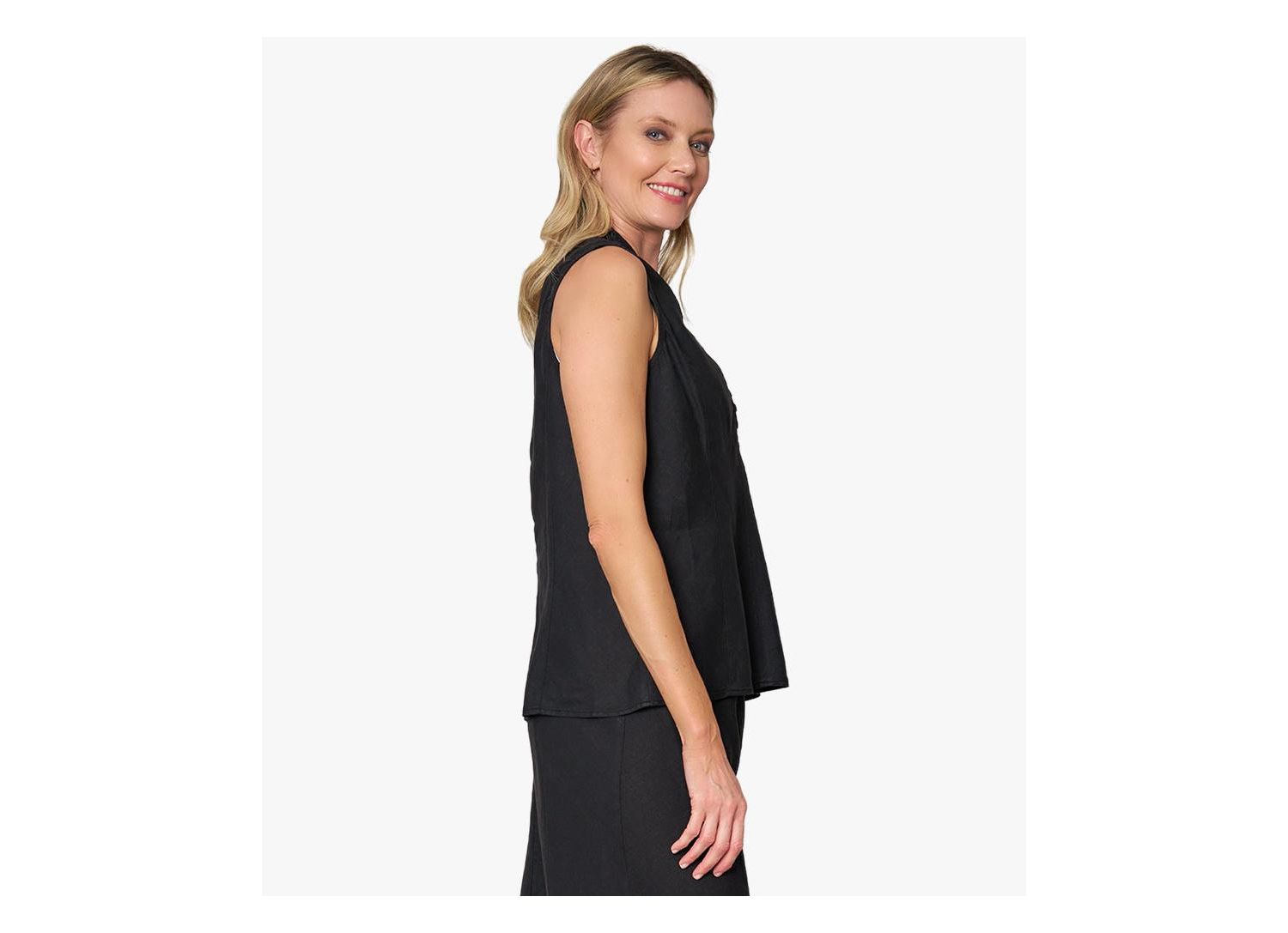 Women's Linen Sleeveless In Line Top