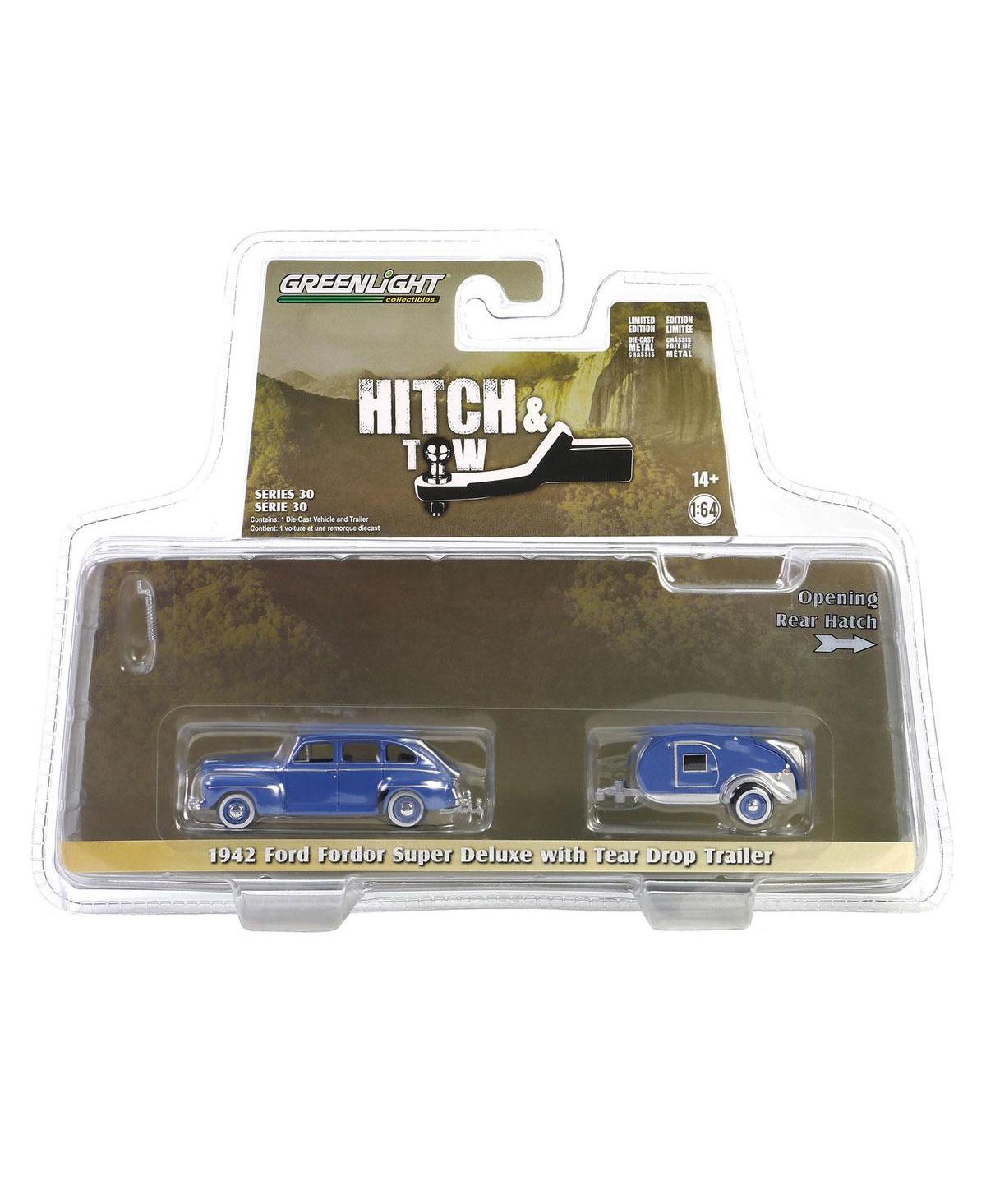 Greenlight Collectibles 1/64 Ford Fordor Super Deluxe with Tear Drop Trailer, Hitch & Tow