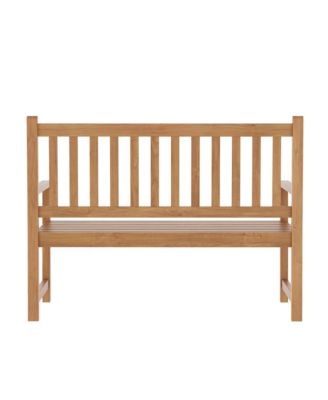 Andover Indoor/Outdoor Patio Bench/Dual-Person Loveseat With Slatted Acacia Wood Design For Use In Sunroom, Backyard, Porch, Or Garden