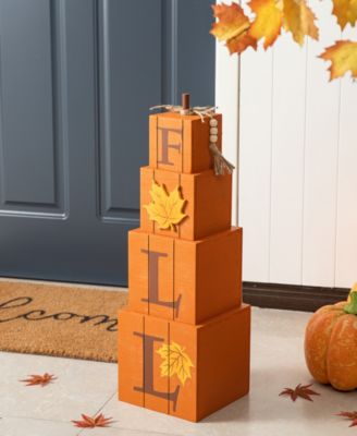 25.5"H Halloween and Fall Wood Reversible Boxed Porch Decor