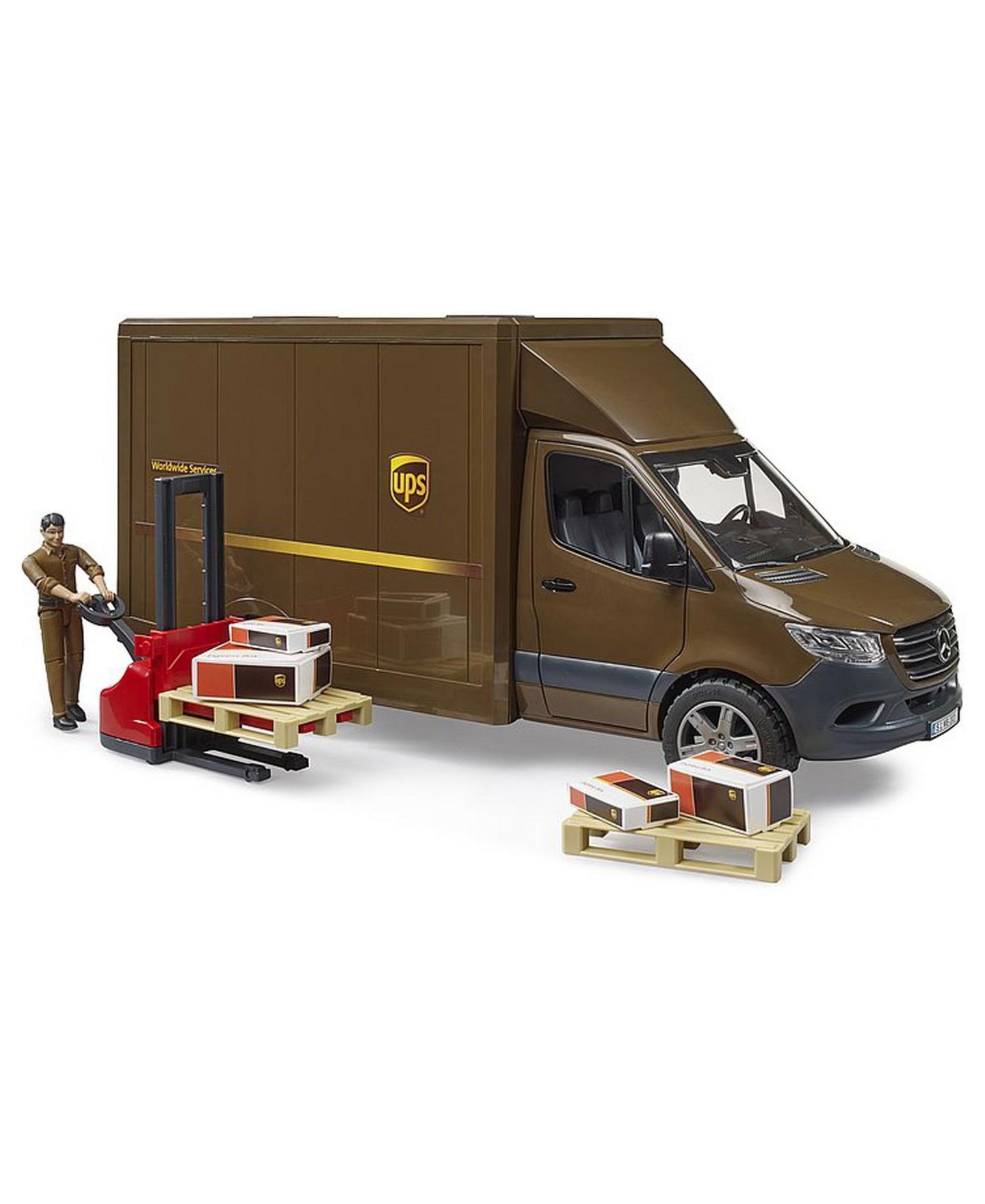 Детская игрушка Bruder 1/16 Mercedes-Benz Sprinter UPS Truck with Manually Operated Pallet Jack — фото 2