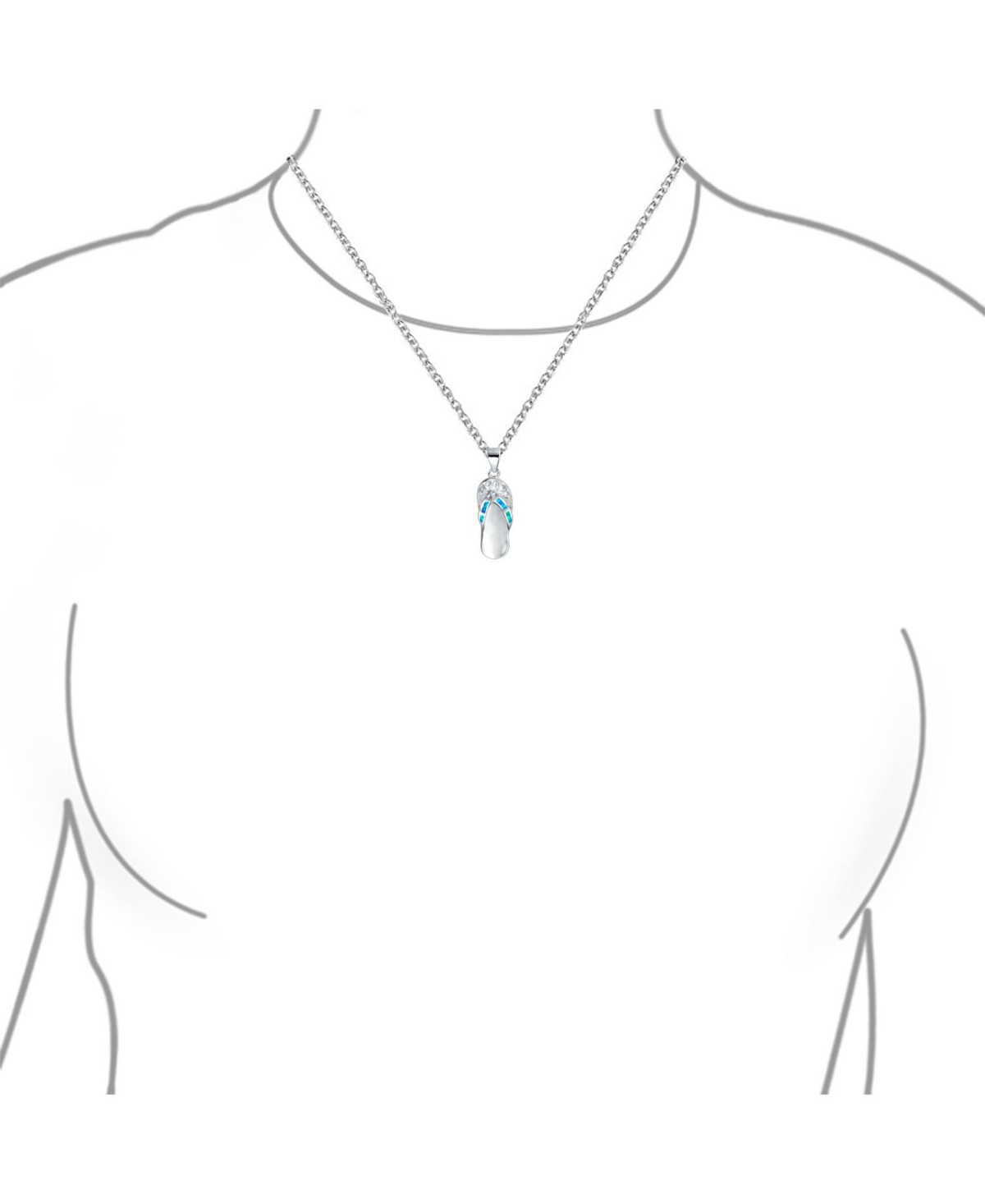 Bling Jewelry NauticalSynthetic Opal Flip Flop Sandal Pendant Necklace For Women For Sterling Silver - Blue