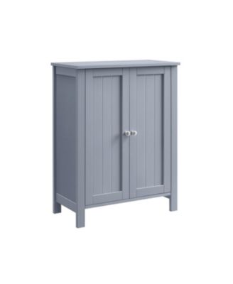 Floor Storage Cabinet for Bathroom with 2 Flexible Shelves and Closed Door