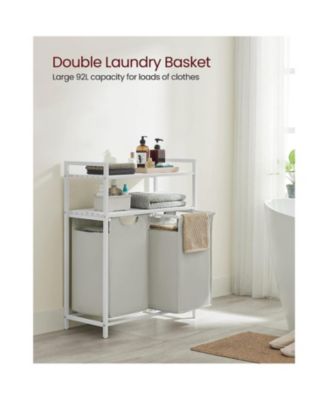 Laundry Hamper, Laundry Sorter With 2 Pull-out And Removable Bags, 2 Shelves, For Laundry Room