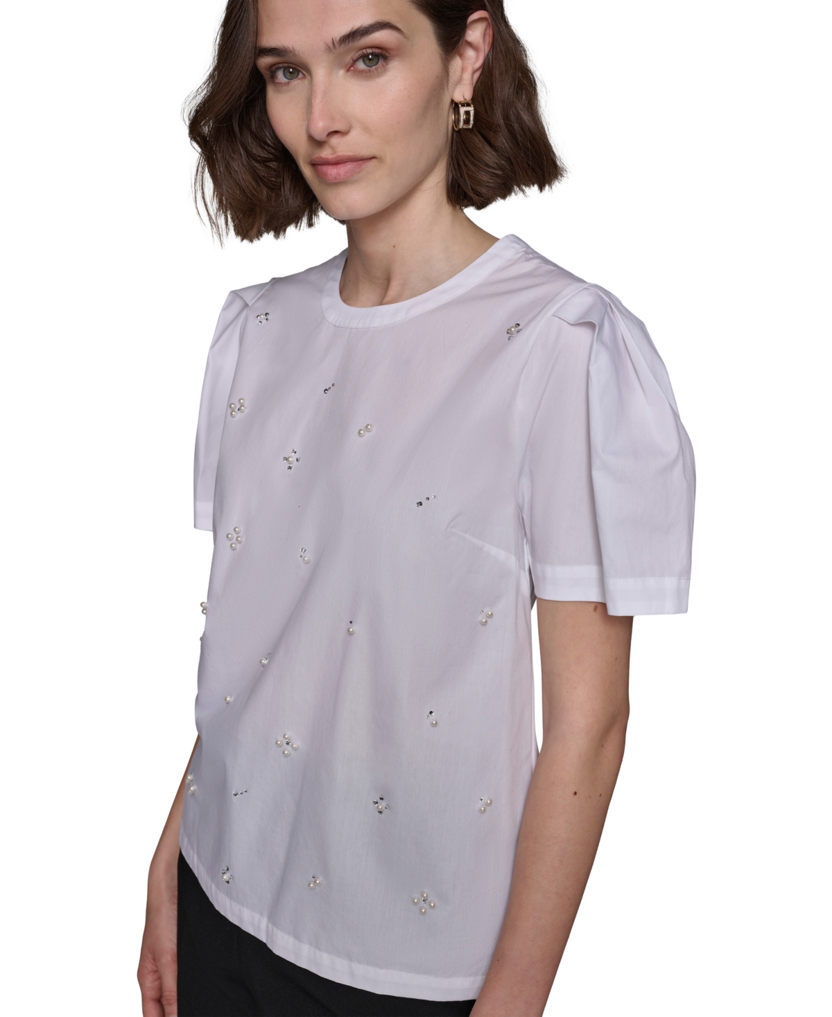 Karl Lagerfeld Women's Embellished Short-Sleeve Blouse