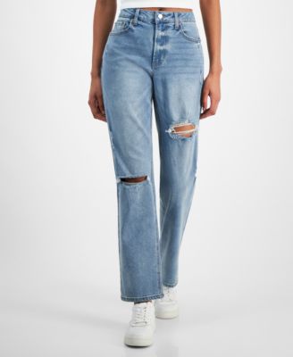 Tinseltown - Juniors' Relaxed Ripped Straight-Leg Jeans