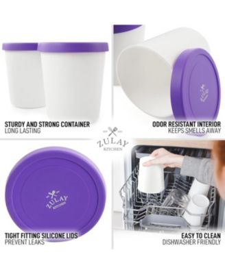 Ice Cream Containers For Homemade Ice Cream - Reusable Ice Cream Pint Container with Lids (2 Pack)