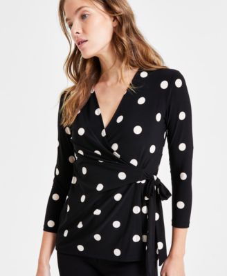 Petite Dot-Print Side-Tie Top