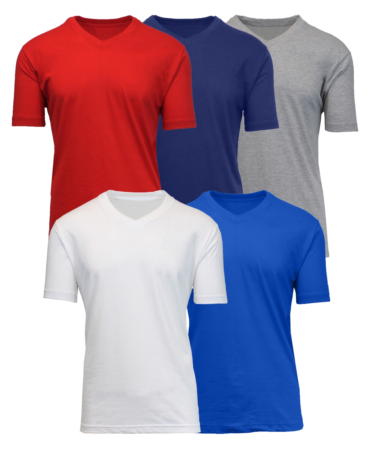 Shop Blue Ice Men's Short Sleeve V-neck Tee-5 Pack In Red-navy-heather Grey-white-royal