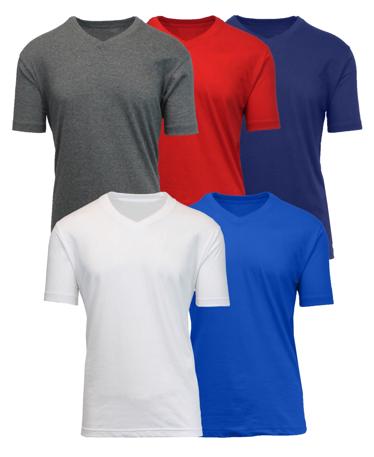 Shop Blue Ice Men's Short Sleeve V-neck Tee-5 Pack In Charcoal-red-navy-white-royal
