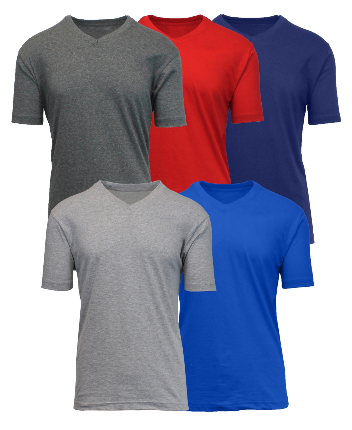 Shop Blue Ice Men's Short Sleeve V-neck Tee-5 Pack In Charcoal-red-navy-heather Grey-royal